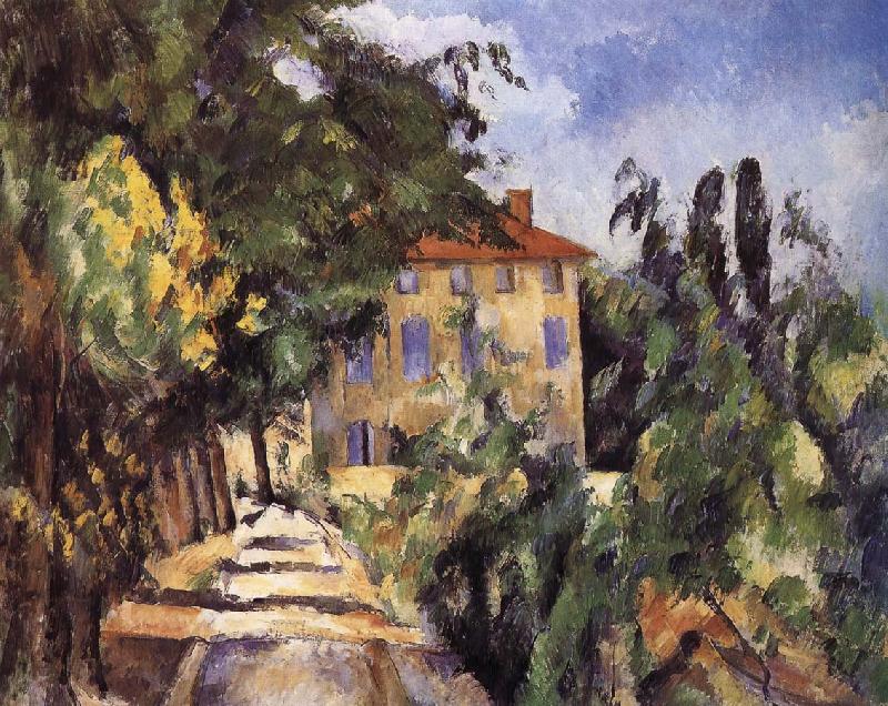Paul Cezanne red roof houses oil painting picture